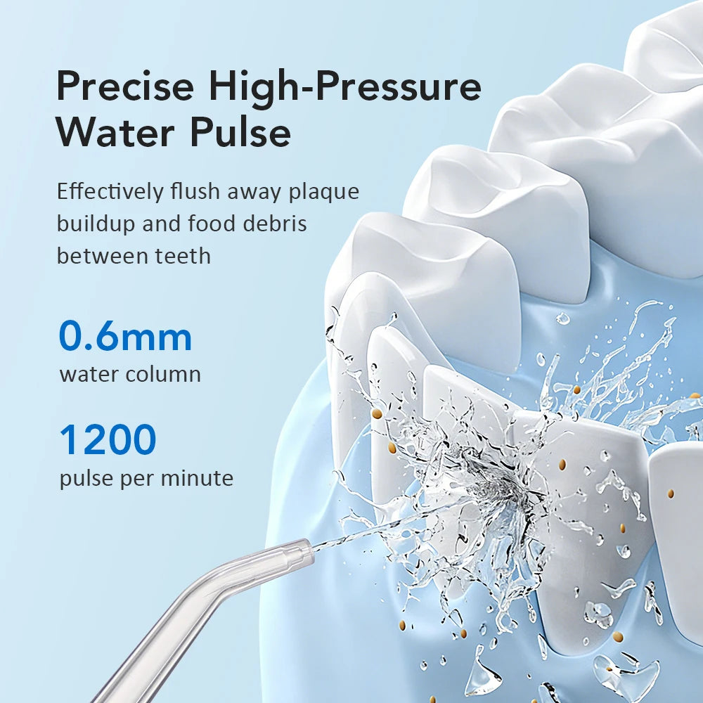 Portable Water Flosser 3 Modes 1200 Pulses/min 220ml Tank 500mAh Rechargeable 360° Nozzle Oral Irrigator Teeth Cleaner Home Use