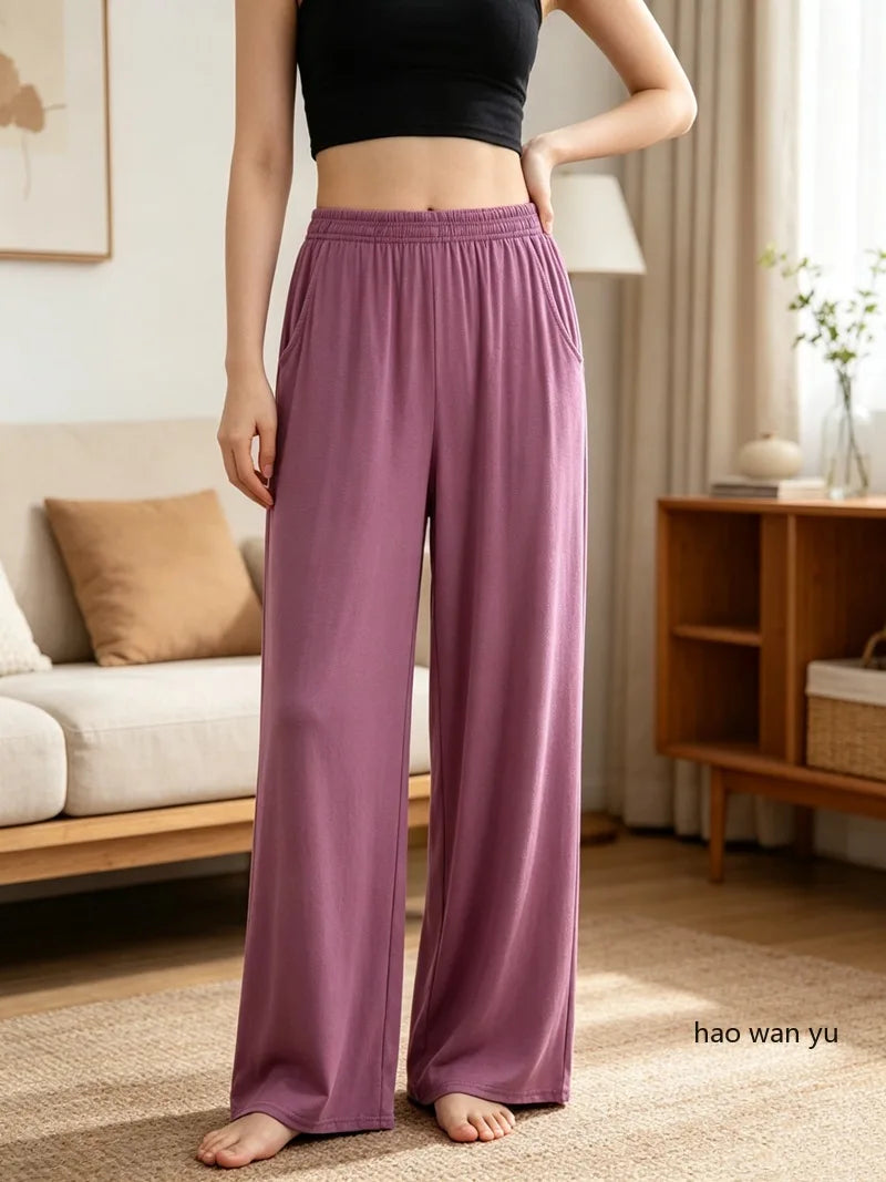 Women's Modal Pajama Pants - Casual Loose Straight Leg Sleep Bottoms