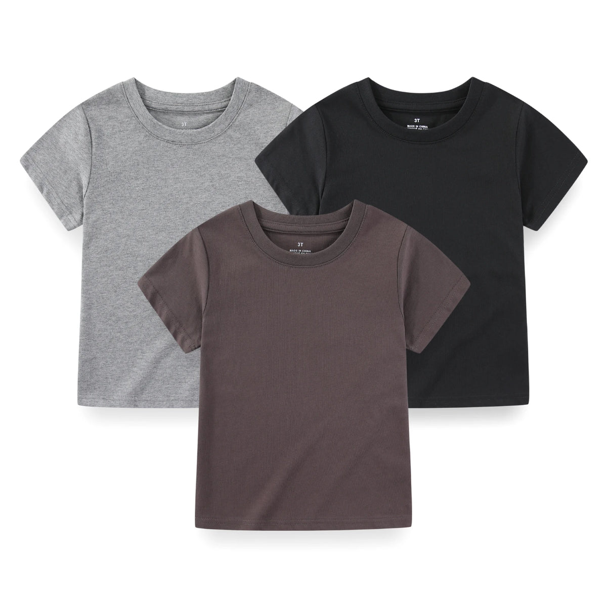 Kiddiezoom Kids' Solid Short Sleeve T-Shirts - 3-Pack Cotton Crew Neck
