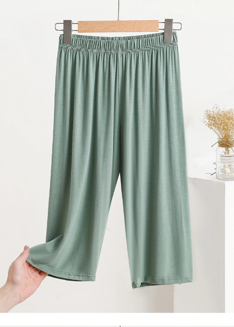 Modal Loose Sporty Summer Sleepwear Women's Casual Pants Straight Leg Wide Leg Big Size Thin Short Shorts Home Comfortable