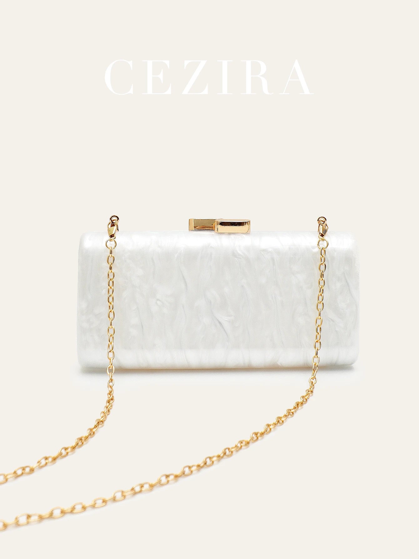 CR Women Elegant Marbled Acrylic Clutch Minimalist Simple Design Magnetic Closure Square Hard Case Box Evening Bag Bride Purse
