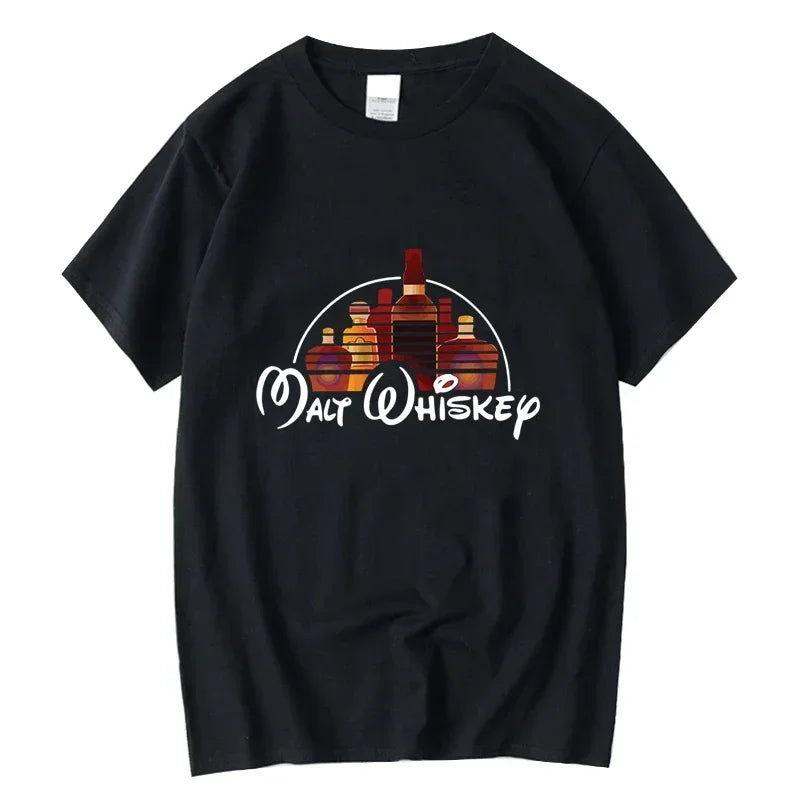 Summer Men'S T-Shirt 100% Cotton Funny Malt Whiskey Print Summer Loose O-Neck Cool T Shirt For Men Short Sleeve T-Shirt Male Tee
