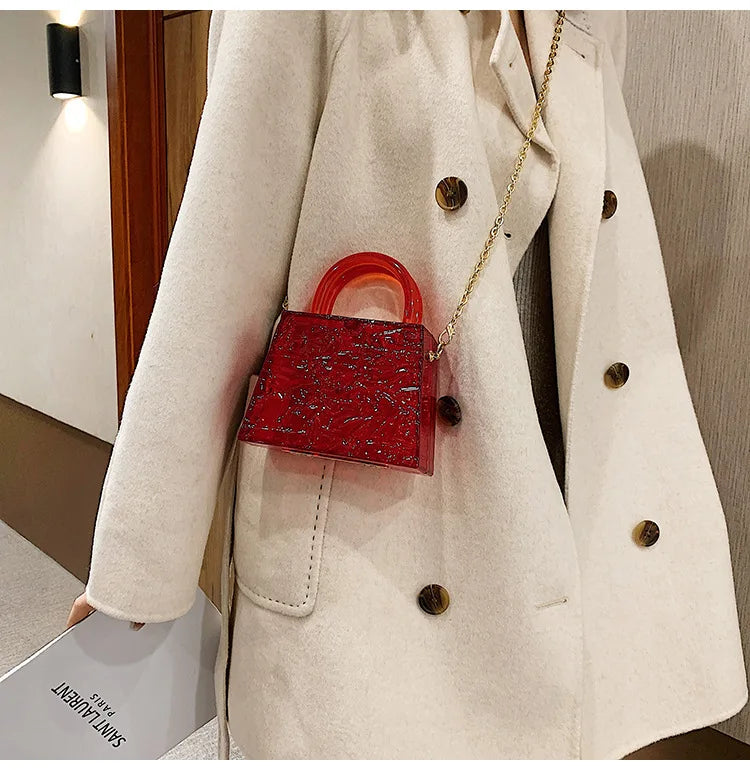 Fashion Transparent Acrylic Box Women Handbags Designer Clear Pvc Shoulder Crossbody Bags Luxury Evening Clutch Small Purse