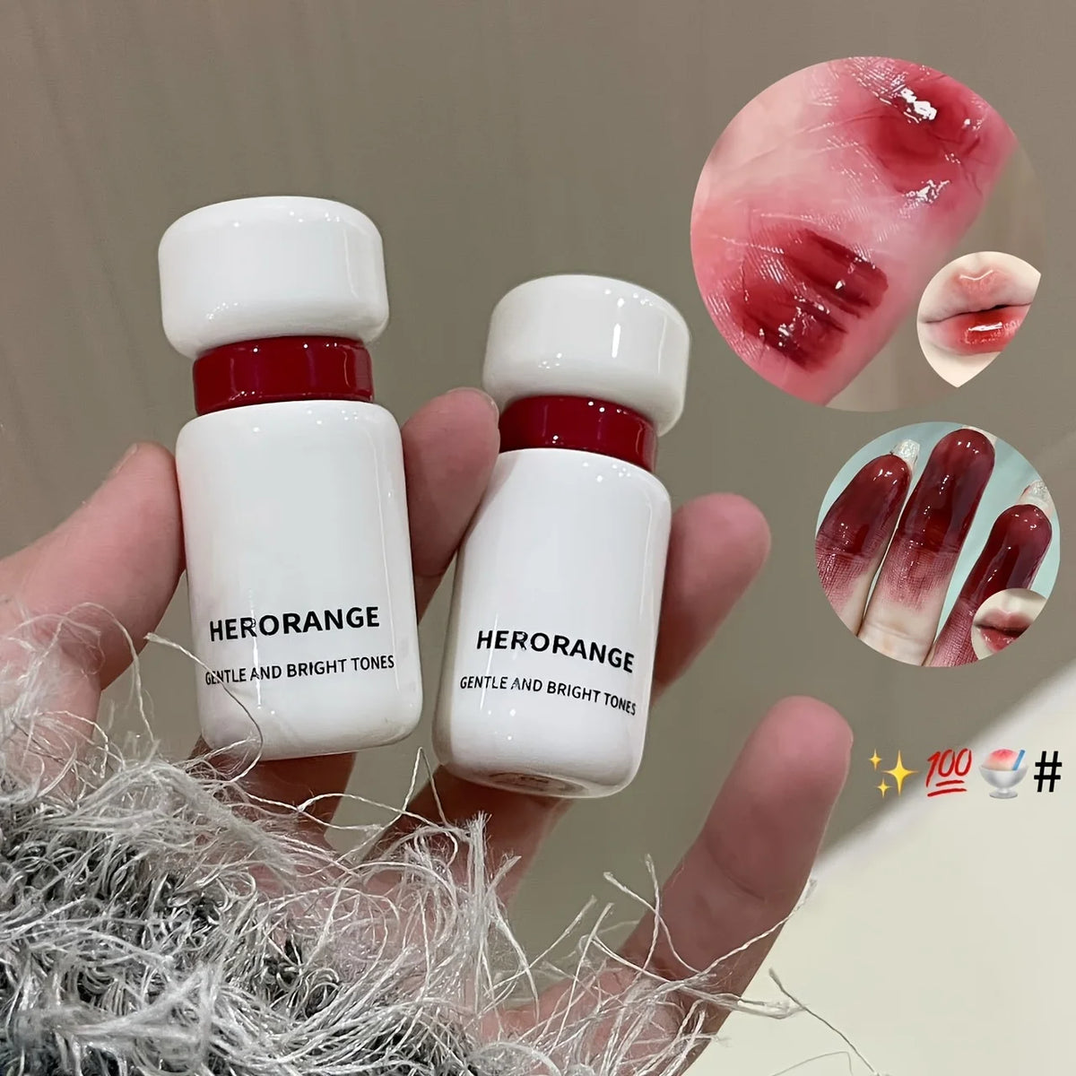 Herorange Glossy Lip Gloss Hydrating Watery Plump Lips Long Lasting for Autumn Winter