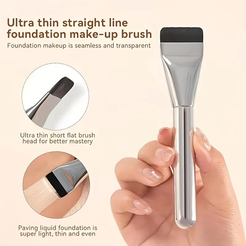 2PcsMulti-Use Foundation Ultra-Fine, Hypoallergenic Nylon Bristle Oval Foundation Brush - Perfect for Face Contouring