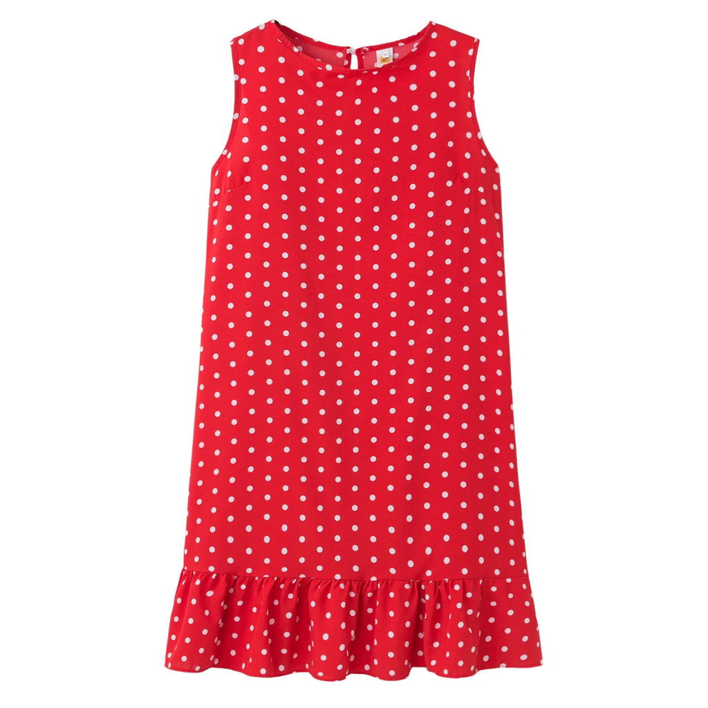 Simple And Elegant Floral Polka Dot Ruffle Dress