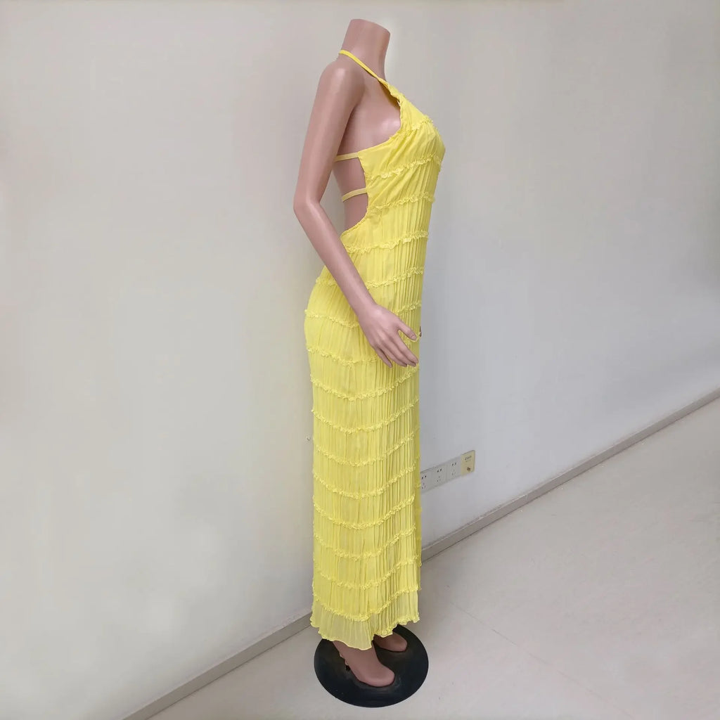 Tossy Spring Fashion Patchwork Long Dress For Women Lace-Up Backless High Waist Solid Holiday Beach Dress Ladies Maxi Dress 2025