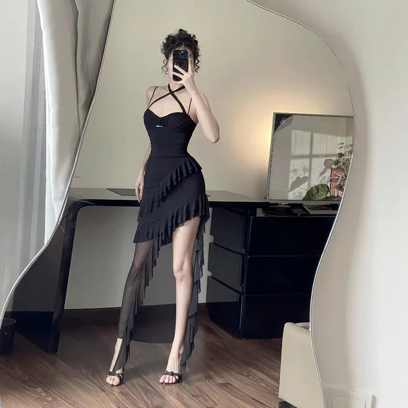 Fashionable Strapless Slim Fit Long Dress Sexy Trendy Girl High Waist Irregular Design Knitted Pure Color Spring New Arrival
