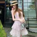 Sexy Splice Lace Heavyweight Strapless Vest Dress Loose Waist Spring Summer Autumn Sleeveless Backless City Commute Daily A-L...