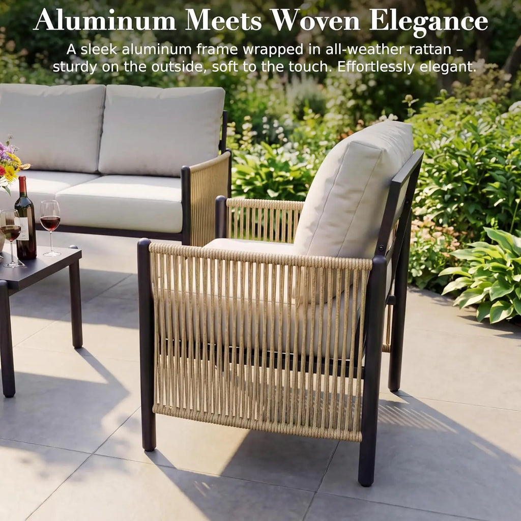 Aluminum Outdoor Patio Furniture Set 4 Seats, Customized