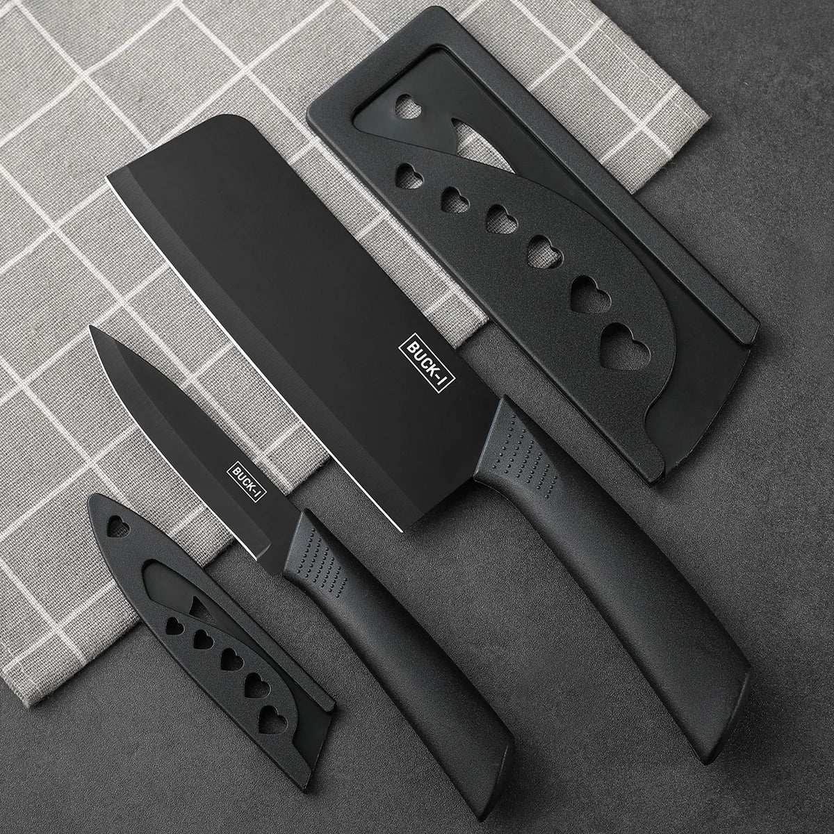 Kitchen knife set, including cleaver, chef's knife, and fruit knife, with knife block, suitable for peeling meat and vegetables