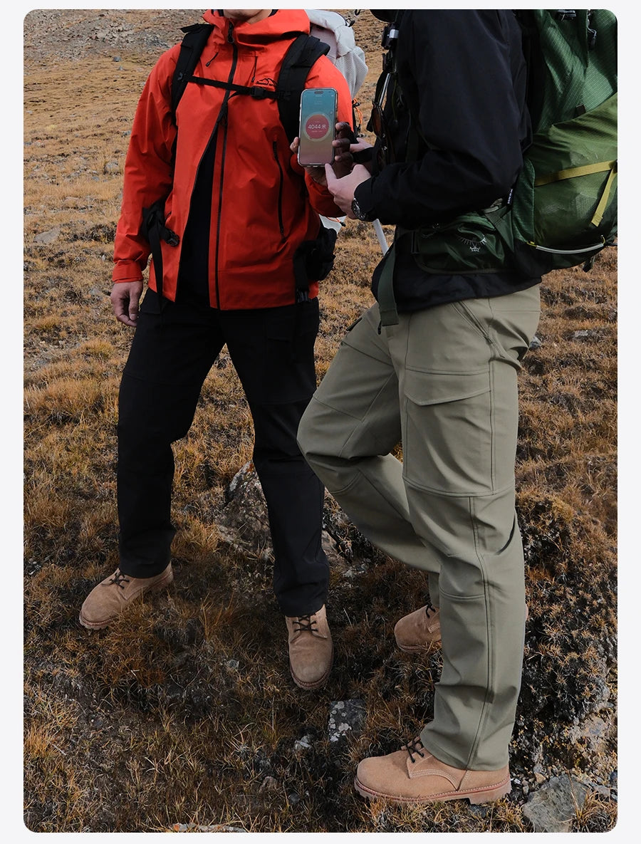 SIMWOOD 2026 Spring New Loose Straight Water Repellent Softshell Pants Men Elastic Hiking Trouser