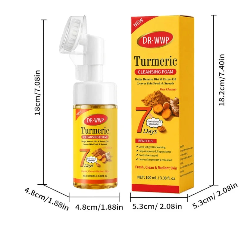 Turmeric Kojic Acid Facial Cleanser Refreshing Moisturizing VC Cleansing Mousse Gentle Cleaning Oil Control Brighten Skin Tone