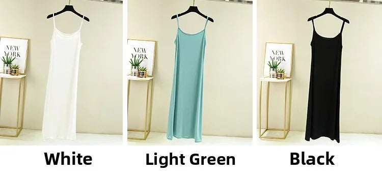 Modal Sleeveless Vest Dress Women Summer Thin Base Layer Color Block Casual round Neck Scene Casual July Deer Brand Dress