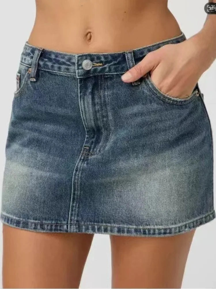 New 2026 Summer Women's Elastic Slim-fit  Denim Short Skirt  Female Fashion Casual Mid Waist Jeanse Skirt