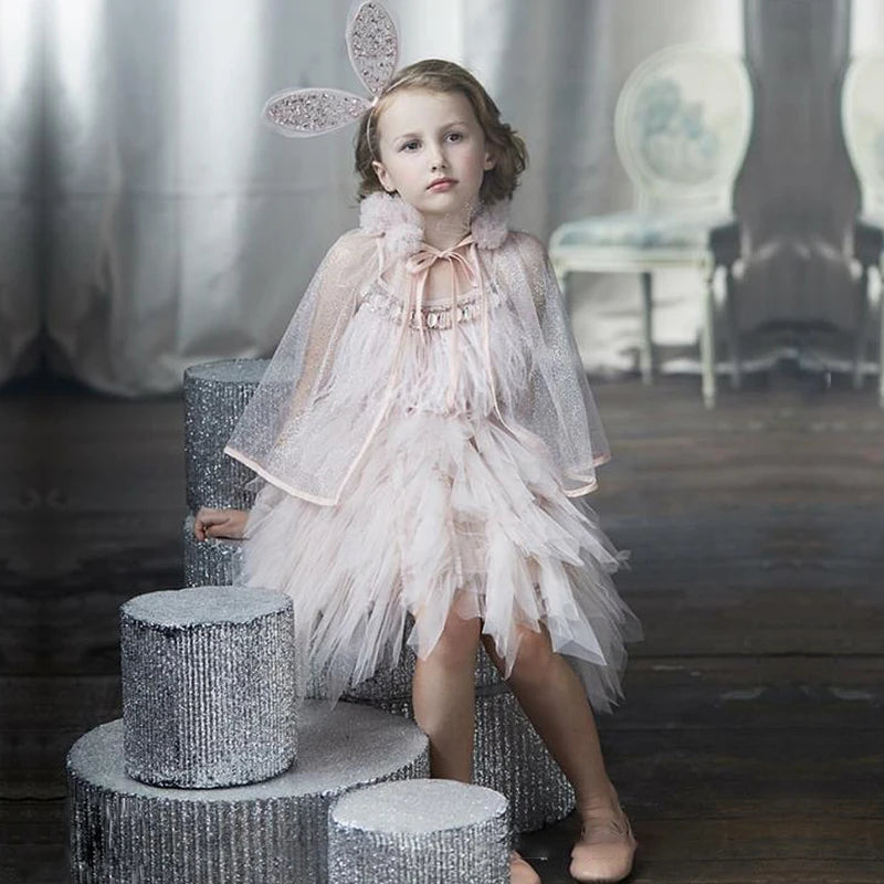 2023 New Summer Kids Princess Party Dresses for Girls Tassel Elegant Wedding Birthday Tutu Gown Children Pageant Layered Dress