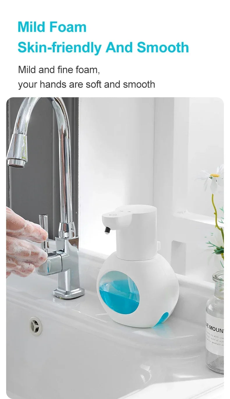 Dispensador automático de jabón 2025 de 420 ml, dispensador de espuma, sensor táctil, dispositivo de lavado de manos con carga USB, montado en la pared