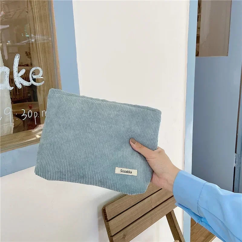 Soft Large Cosmetic Bags Women'S Neceser Makeup Toiletry Bag Fashion Travel Make Up Bag Corduroy Brush Pencil Organizer Case