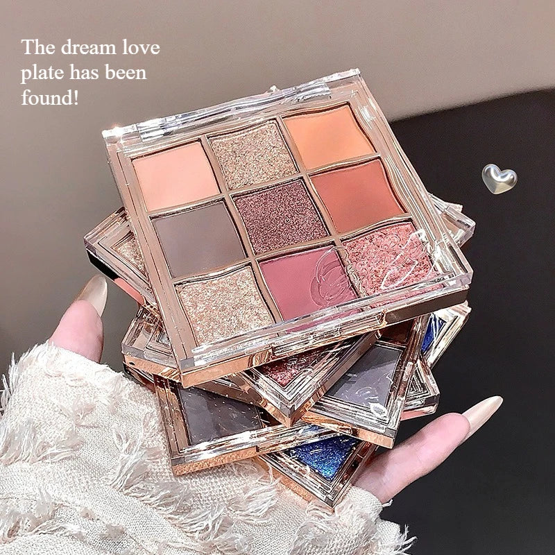 Luminous Illusion 9 Color Eyeshadow Palette,Multi-purpose Matte & Glitter Eyeshadow,High Pigment Long Lasting Eye Shadow Makeup