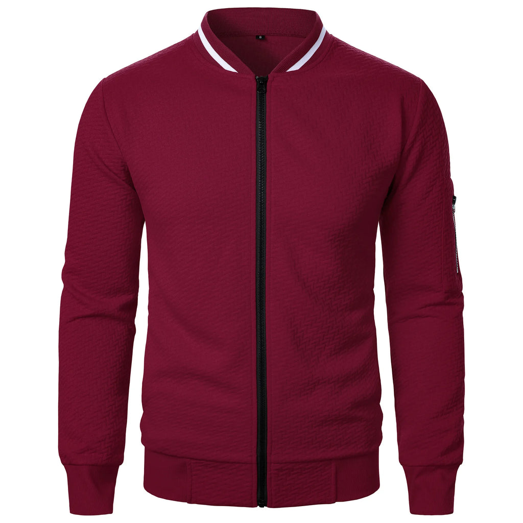 New Men's New Zip Stand Collar Sweatshirt Jacket Men's Casual Jacquard Cardigan Sweatshirts Baseball Jackets Men Clothing
