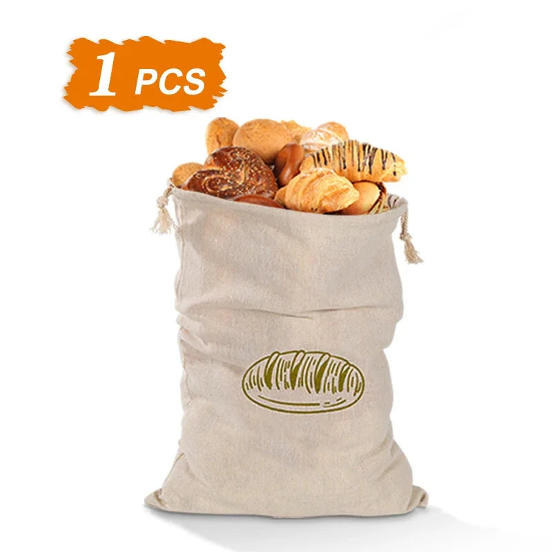 Bolsas de lino para pan, 4/2/1 unidad, bolsa reutilizable con cordón para hogaza, bolsa de almacenamiento de pan artesanal casero, bolsas de lino para pan para baguette