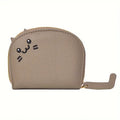 Cartoon Cat Mini Card Wallet Solid Color PU Leather Coin Key Storage Bag Creative ID Card Holder Anti-degaussing Case