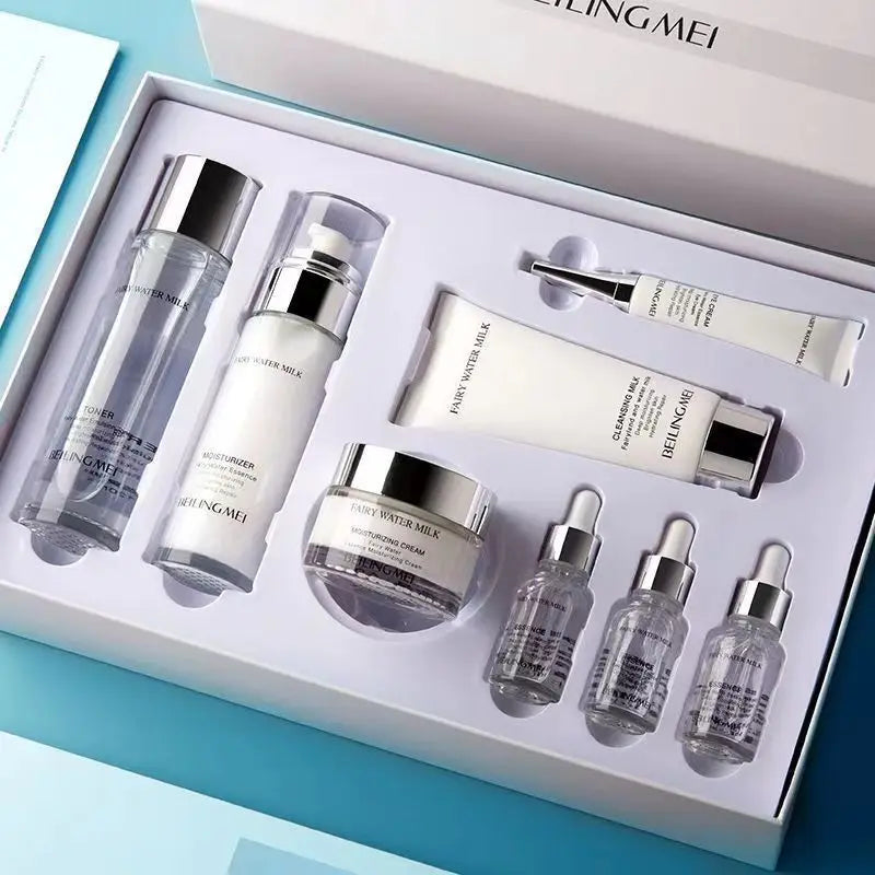 Collagen Skin Care Sets Facial Cleanser Eye Creams Face Cream Serum Lotion Toner Brightening Moisturizing Face Care Kit 8PCS