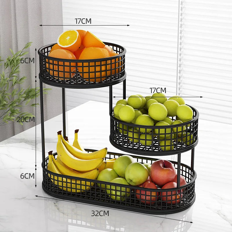 Bandeja de frutas de lujo ligera de múltiples capas, estante de almacenamiento de aperitivos de metal rectangular, cesta para mesa de centro de sala de estar