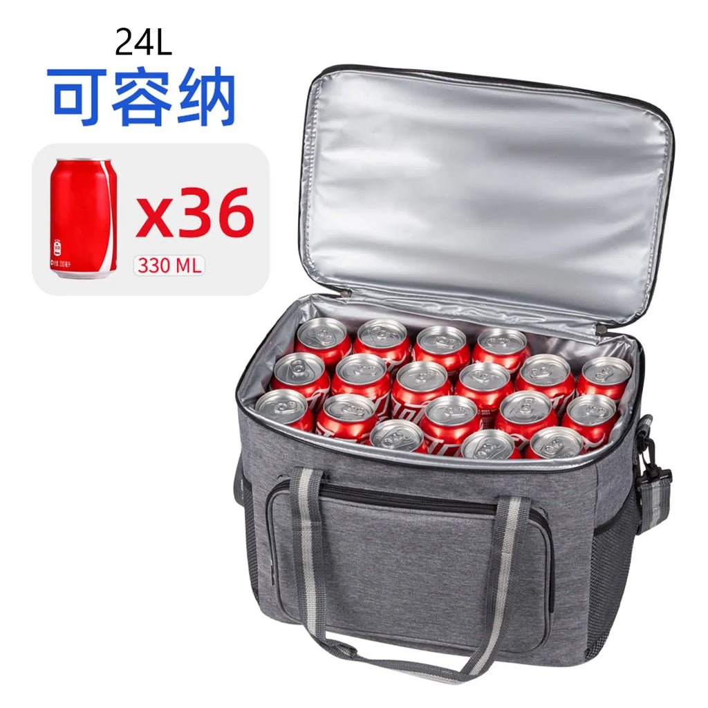Bolsa Térmica Aislada Grande Negra Impermeable Antifugas Engrosada de Mano/Hombro para Picnic al Aire Libre