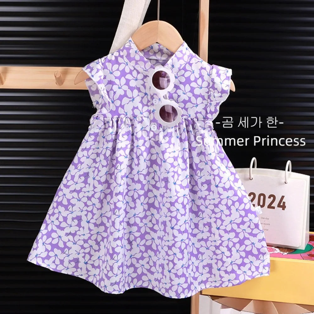 New Floral Girls' Floral Dress Soft Breathable Beach Skirt Performance Costumes Girls