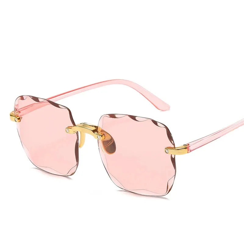 Square Rimless Sunglasses Women Luxury Brand Designer Summer Glasses Fashion Sun glasses For Men UV400 Shades Oculos