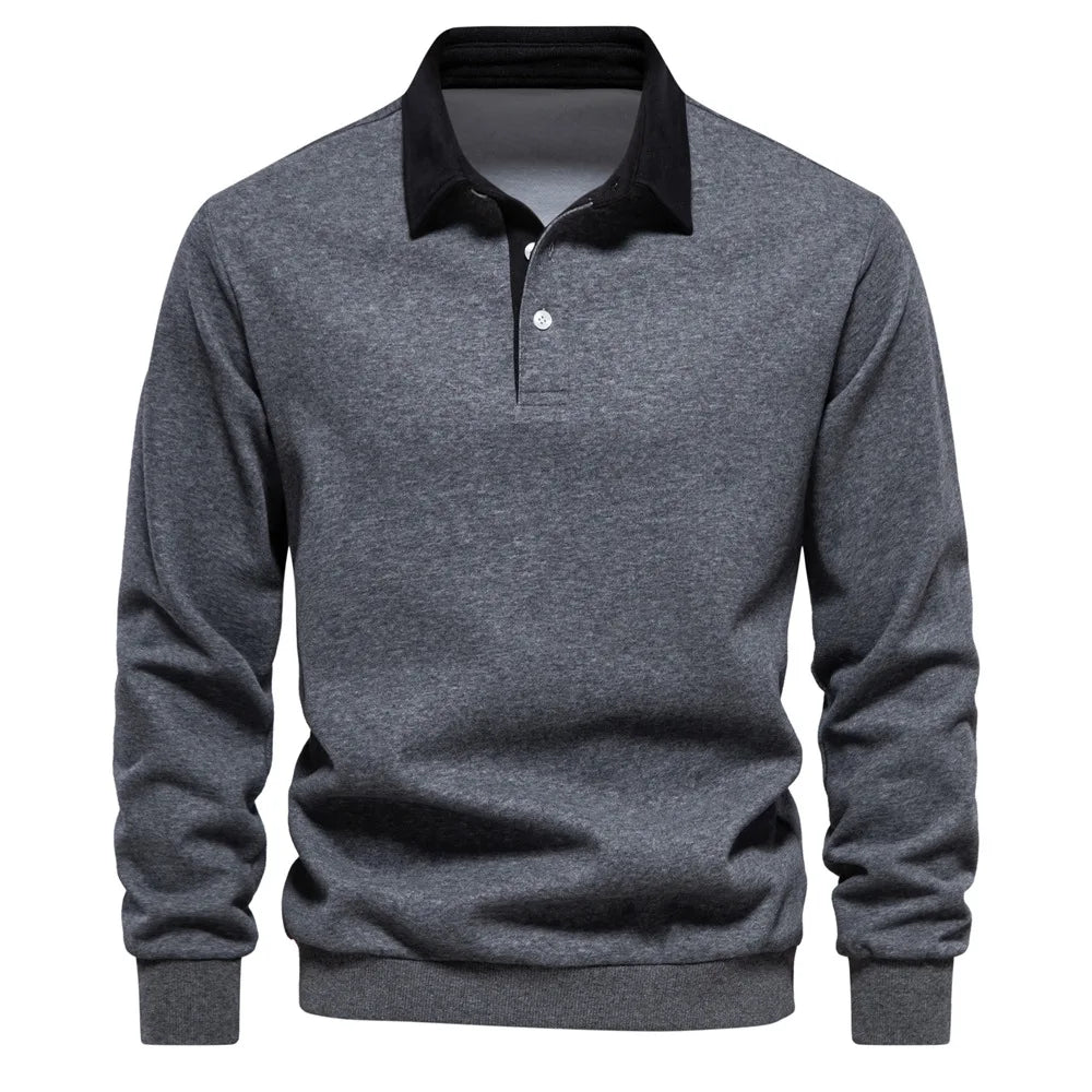 Men's Fleece Lined Hoodie Zip up Long Sleeve Stand Collar Versatile Winter Sweatshirt Business Casual Comfortable Polyester