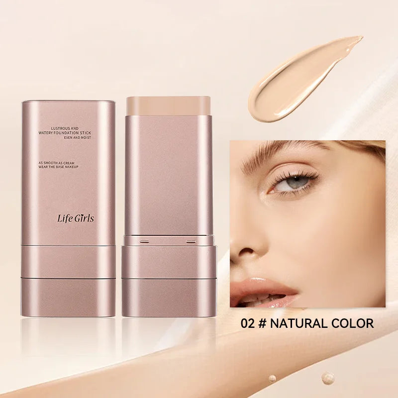 Light And Moist Hydrating Foundation, Natural-Looking, Moisturizing, Shiny, Thin And Lightweight, Double-Headed Makeup Foundation That Rotates For Easy Use, With Its Own Brush, Waterproof, Easy To Apply Makeup, And Easy For B
