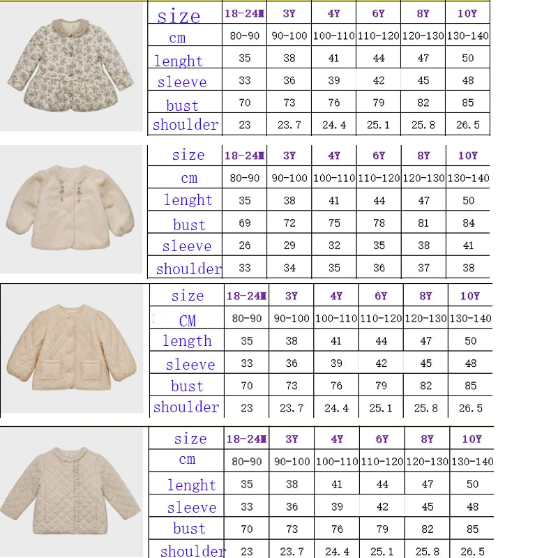 Kids Dress Aw25 Lou Girls Cute Warm Jacket Coat Outear Child Cotton Corduroy Princess Dresses