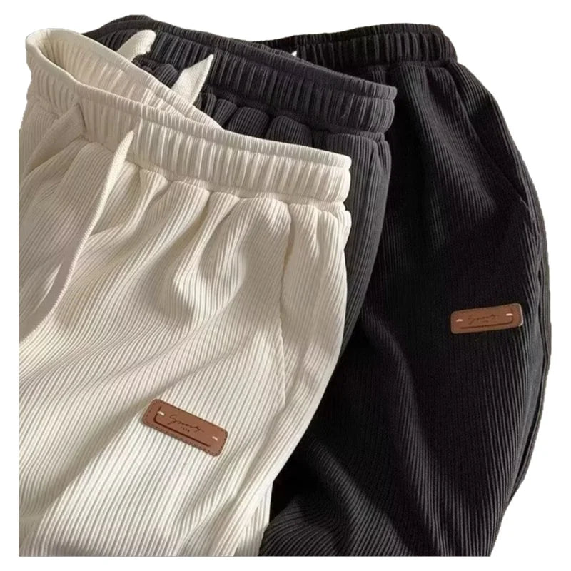 Quick Dry Men's Shorts Summer Label Design Loose Fit Sporty Five-Quarter Pants Unbranded Polyester Fiber Straight Leg Style
