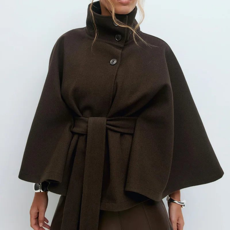 Stand Collar Women Winter Woolen Coat 2025 Spring Single Breasted Loose Female Long Sleeve Jacket Office Lady Street Short Coats