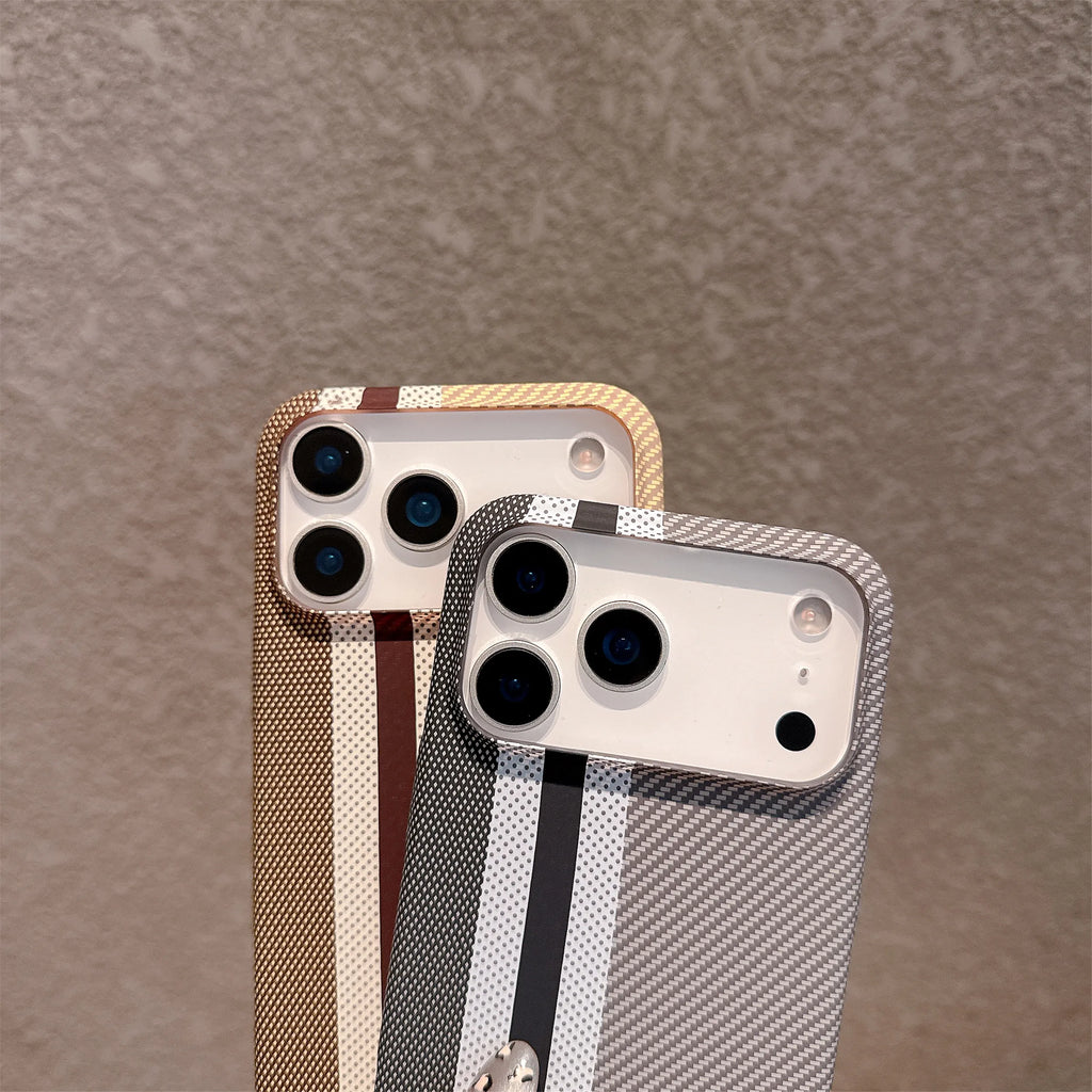 Large Kong Kevlar Carbon Fiber Stripe Texture Hard PC case for iPhone 17 Air 16 15 14 Plus 13 12 ProMax 11 Shockproof Back Cover