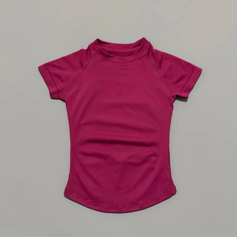 Short Sleeve Seamless Yoga Top Women Quick Dry Breathable Slim Fit Workout Gym Running Fitted Sports T-Shirt Activewear