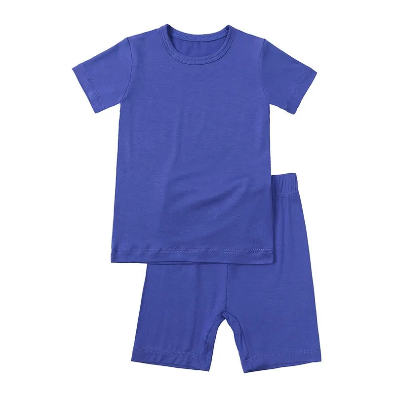 2-Piece Children's Bamboo Fiber Short-Sleeve Shorts Set - Pink