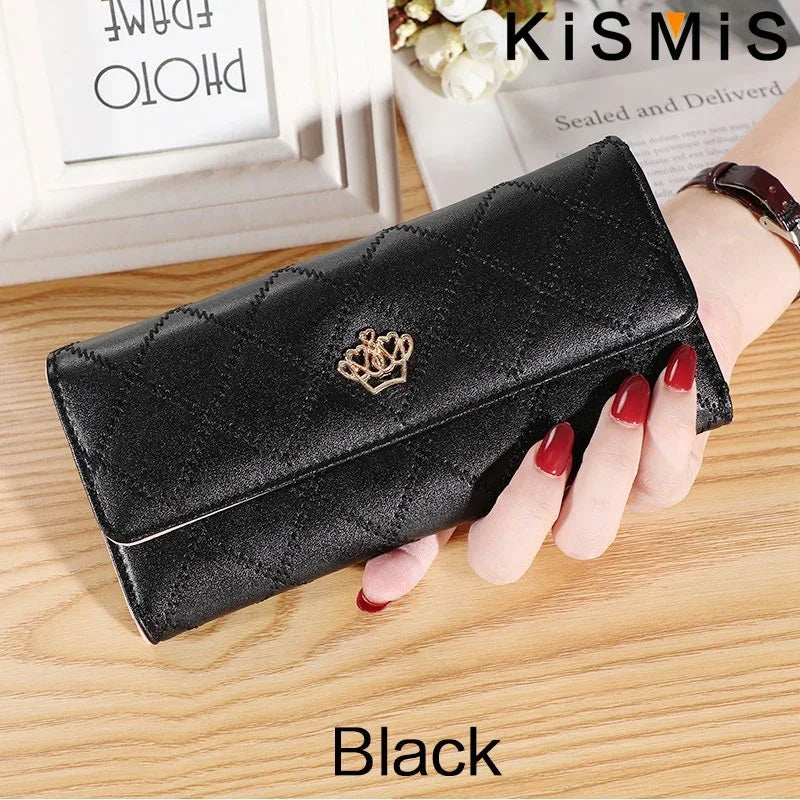 Womens Plaid PU Leather Wallet Long Wallet with Phone Bag Coin Pocket Card Holder Slim Purse