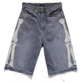 Y2k Retro Harajuku Denim Shorts Women's Washed Patchwork Tassel American Retro Jeans Men's Loose Hip-hop Bone Denim Shorts 2025