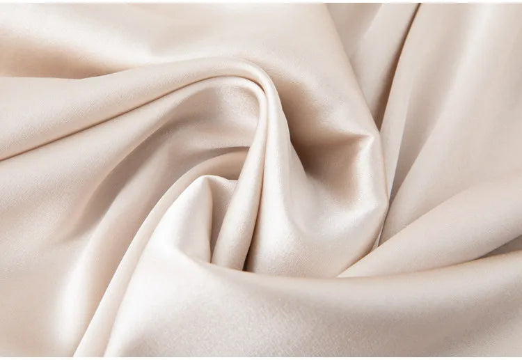 Women's Spring/Summer New 92% Natural Mulberry Silk Elastic Satin Solid Loose Sweet Wind Long Sleeve Home Clothes Nightdress
