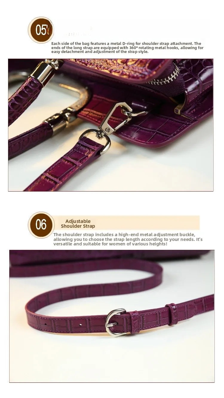 2026 New Ladies Large Tote Business Bag Luxury Leather Crocodile Pattern High Capacity Handbag Single Shoulder Bag for Women