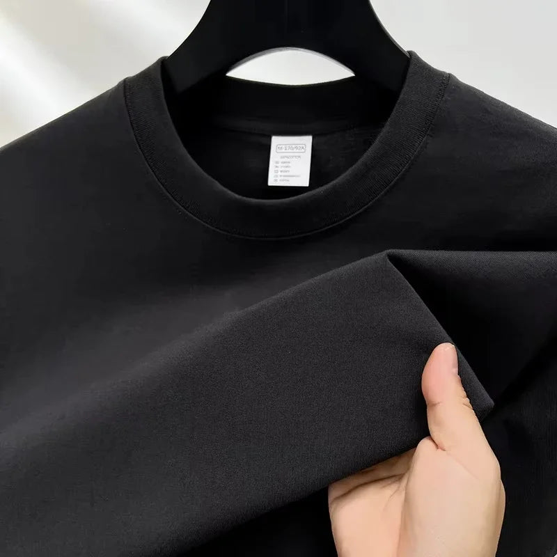 2026 Summer High-End Brand Men Round Neck Short Sleeve T-Shirt, 100% Pure Cotton Fashion Breathable Casual Tops
