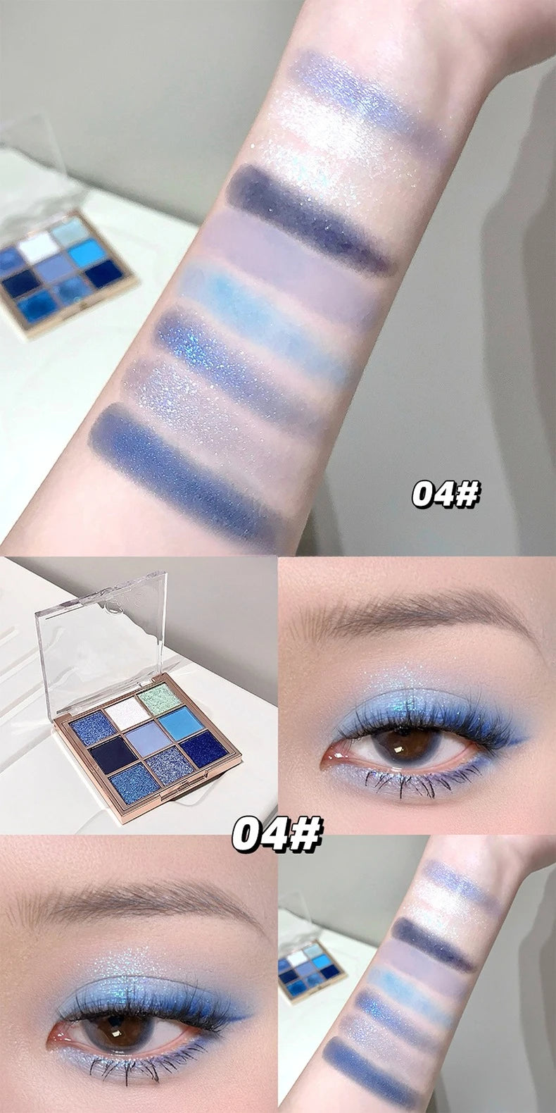 Luminous Illusion 9 Color Eyeshadow Palette,Multi-purpose Matte & Glitter Eyeshadow,High Pigment Long Lasting Eye Shadow Makeup