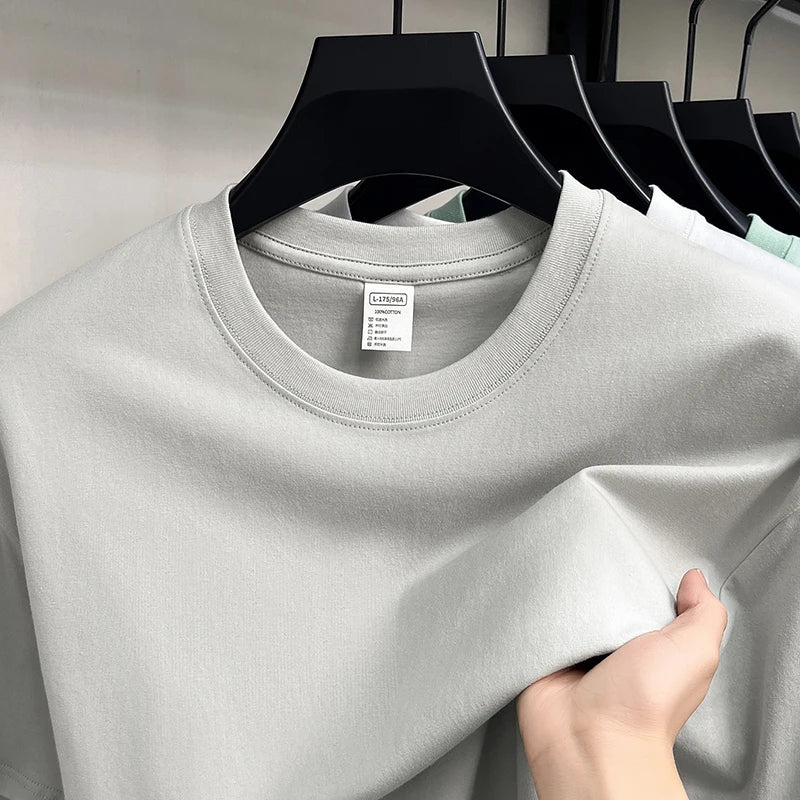 Men's 100% Cotton Short Sleeve T-Shirt - Casual Solid Color O-Neck