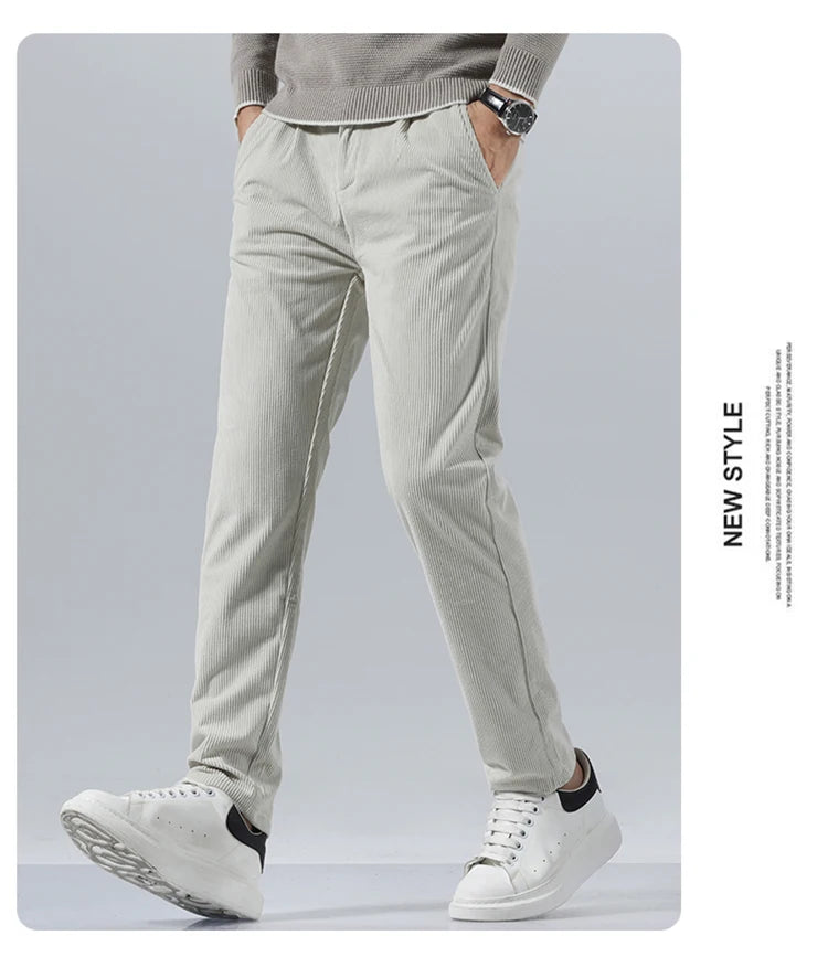 Autumn and Winter Men's Corduroy Trousers New Men's Clothing Stretch Slim Fit Casual Pants Fashion Mens Business Work Pants