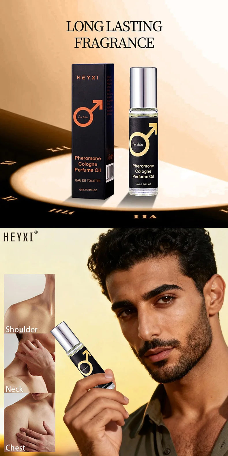 Men's rolling fragrance, long-lasting fragrance, cologne fragrance, emits charming fragrance, suitable for dating and daily use