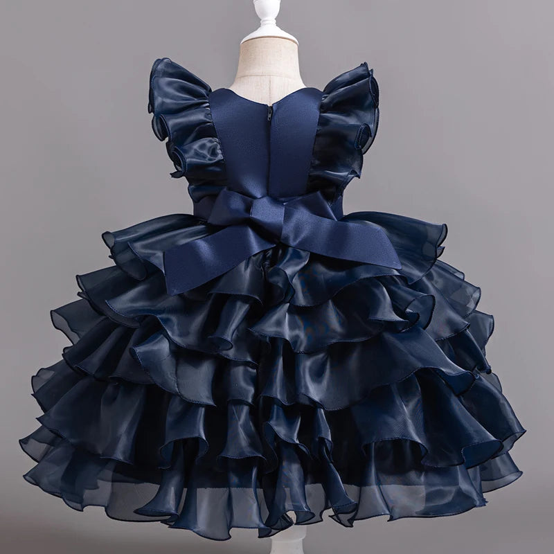 3-10 Years Children Boutique Dinner Party Formal Dress Princess Pink Elegant Glitter Ball Gown Baby Girls Birthday Party Dresses