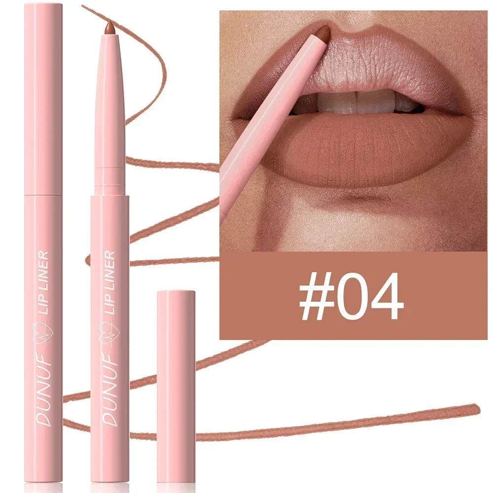 Dunuf 12 Color Velvet Matte Lip Liner Pencil Waterproof for Precise Lip Contour Nude Pink Set for Makeup Lovers